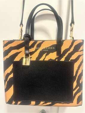 Marc Jacobs Black and Orange Zebra-Print Leather Tote